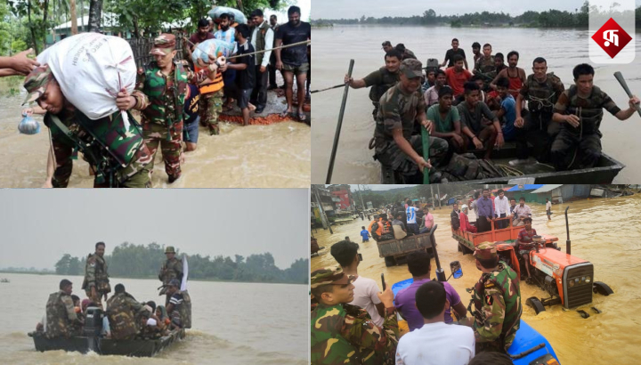 বন্যাকবলিত এলাকায় সশস্ত্র বাহিনীর ৩৩ ক্যাম্প মোতায়েন