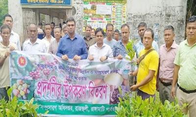 রাজস্থলীতে কাজু বাদাম ও কফি চাষের উপকরণ পেল কৃষক