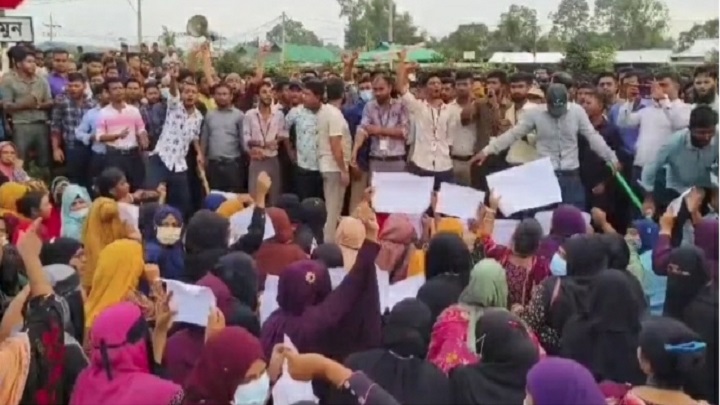 গাজীপুরে ওষুধ কারখানার শ্রমিকদের বিক্ষোভ